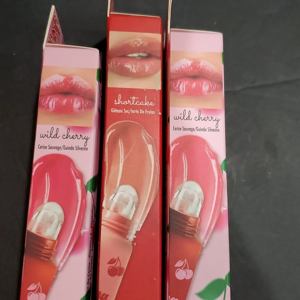3pack‎ cherry on top cherry extract wild cherry and shortcake melting lip balms